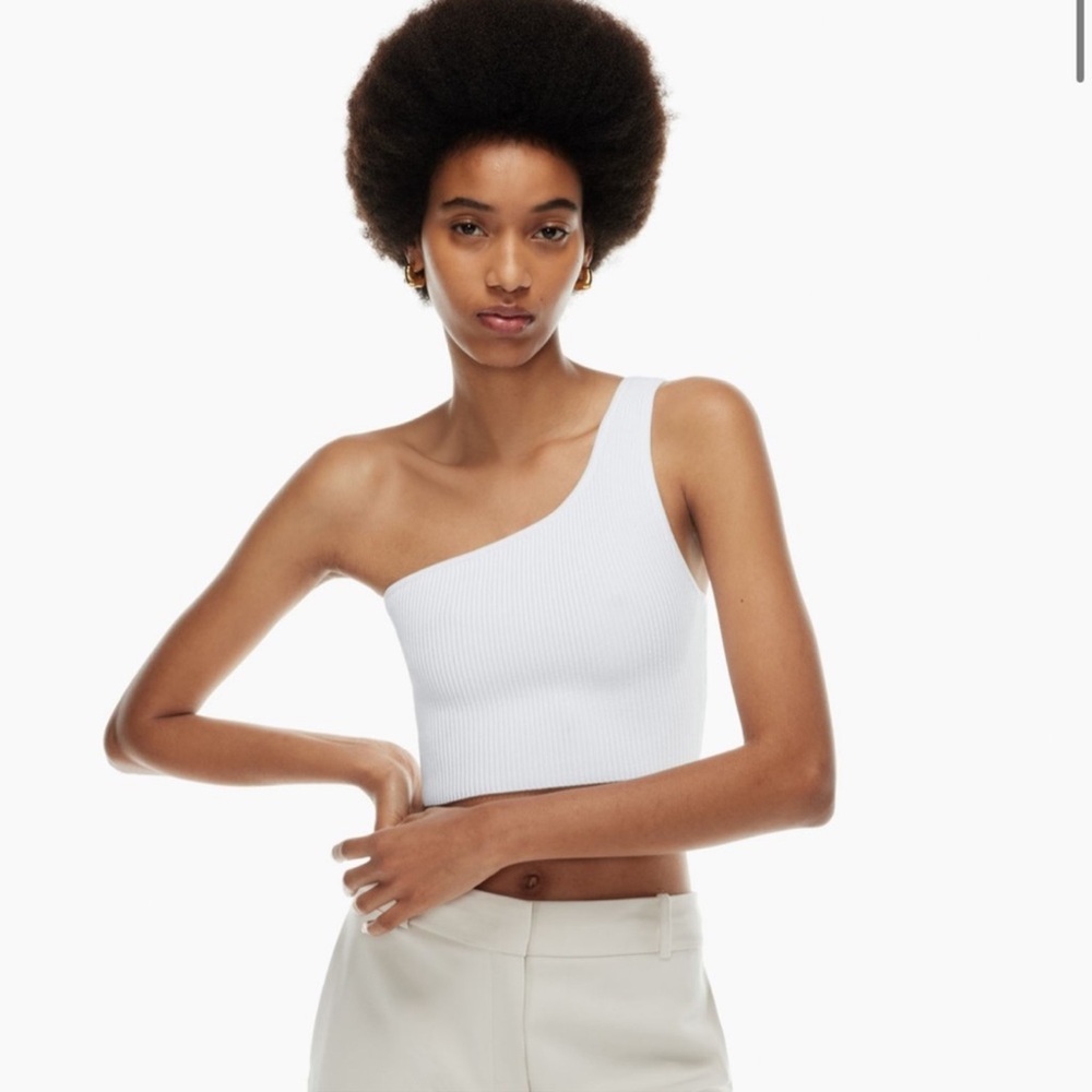 Babaton Sculpt Knit One-Shoulder Cropped Tank